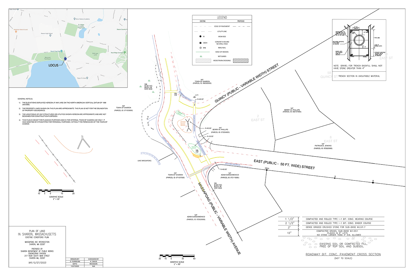 Preliminary engineering plans to redesign the intersection by removing the traffic circle and replacing it with a chicane. 